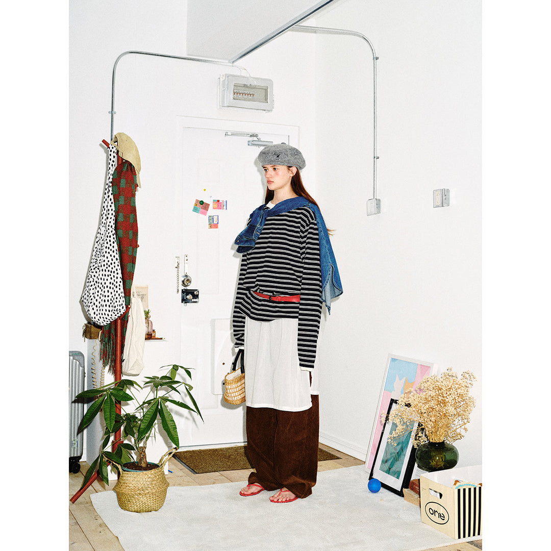 Unisex Striped Long Sleeve Shirt in Breton Style with Contrasting Ribbed Collar and Relaxed Fit Mune Fashion