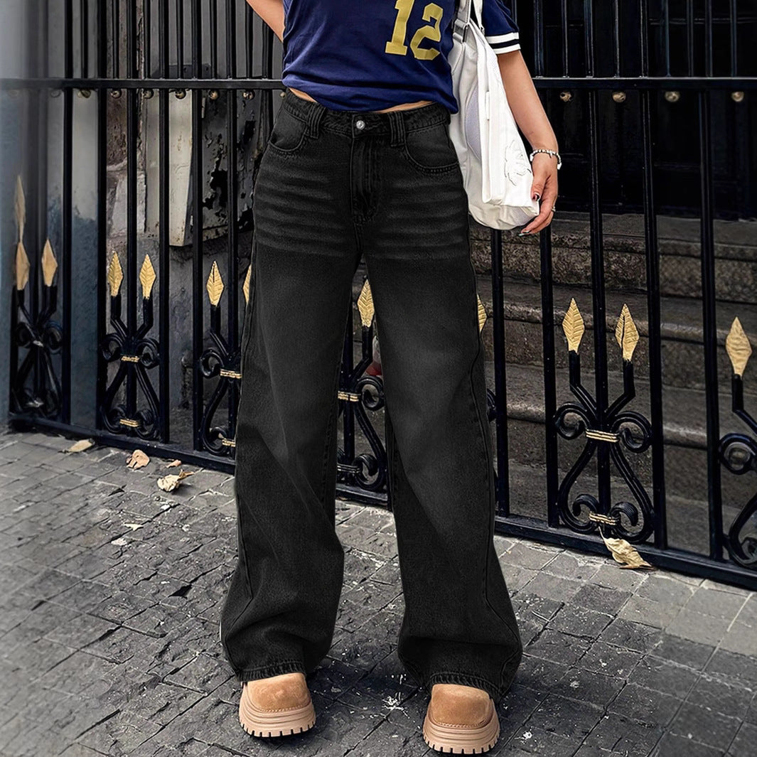 Ladies wide high-waisted denim jeans in baggy style with extra wide leg Mune Fashion