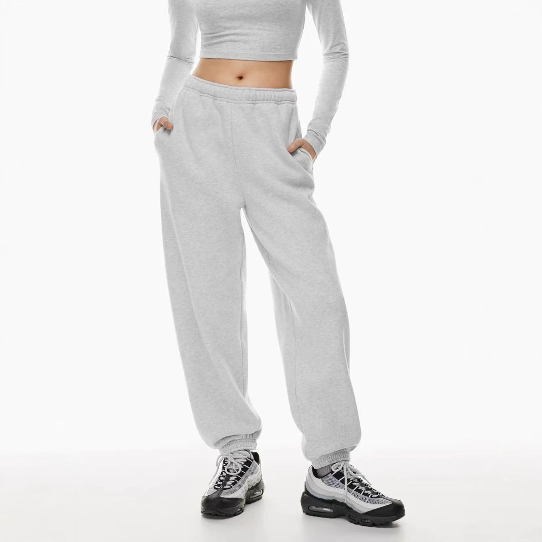 Women's brushed relax joggers with extra wide leg and elastic ribbed cuff Mune Fashion