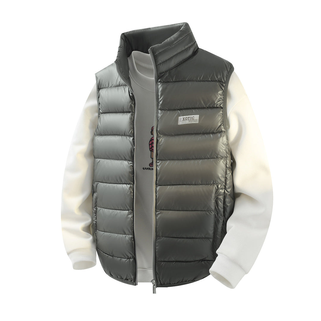 Men's quilted vest with high stand-up collar and shiny thermal filling Mune Fashion