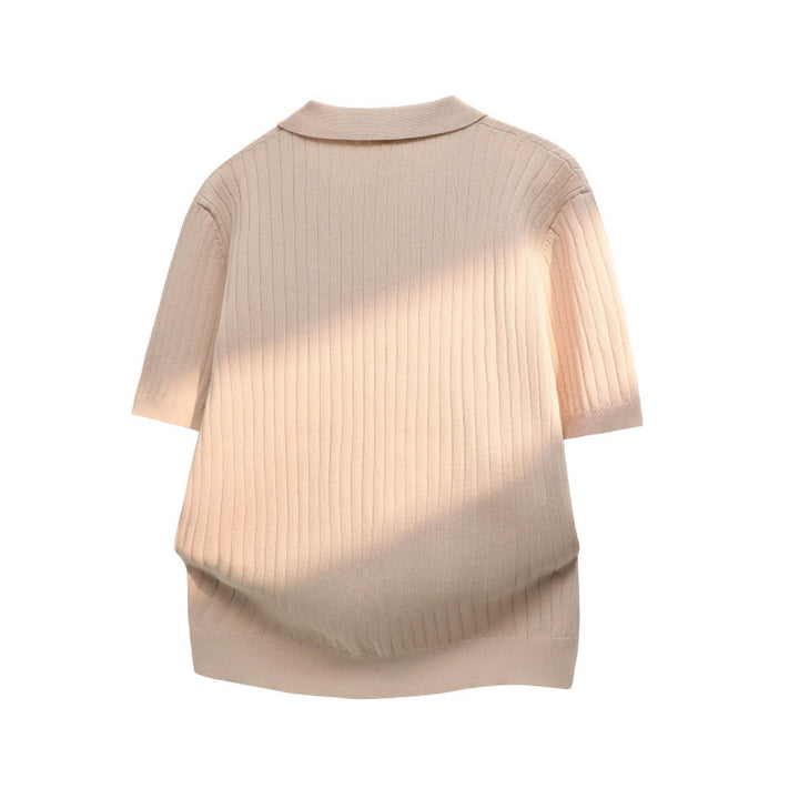 Women's Elegant Short Sleeve Knit Polo Shirt Mune Fashion