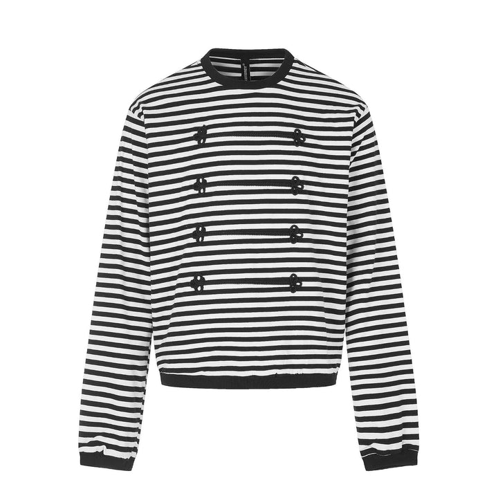 Women's maritime striped sweatshirt with decorative cords Mune Fashion
