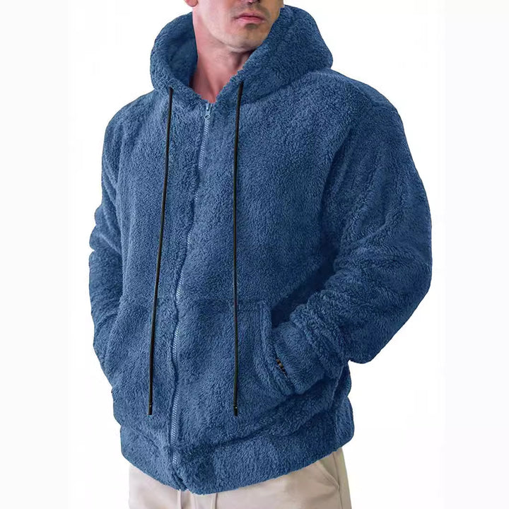Men's teddy plush zip hoodie with oversized hood, concealed zipper, and side pockets Mune Fashion