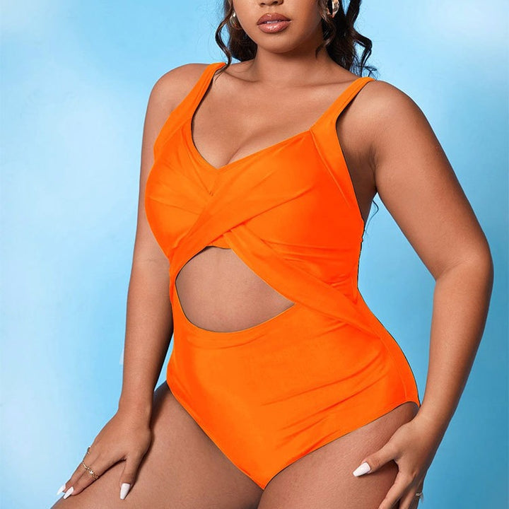 Women One-Piece Swimsuit with Sophisticated Wrap Design and Side Cut-Outs Mune Fashion