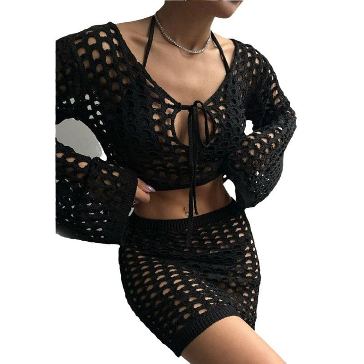 Women crocheted beach outfit with open front Mune Fashion