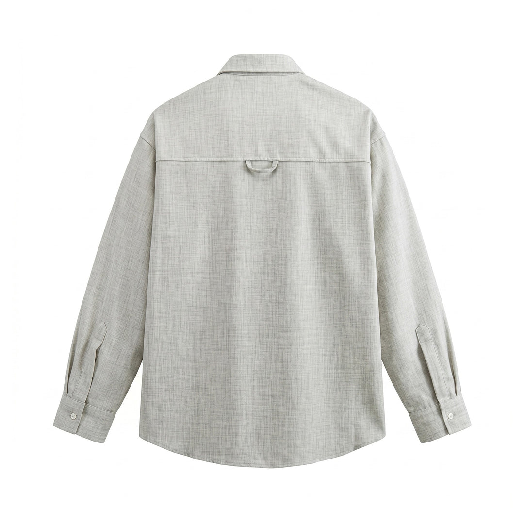 Men's Oversized Shirt Jacket in Light Denim Look with Visible Decorative Seams Mune Fashion