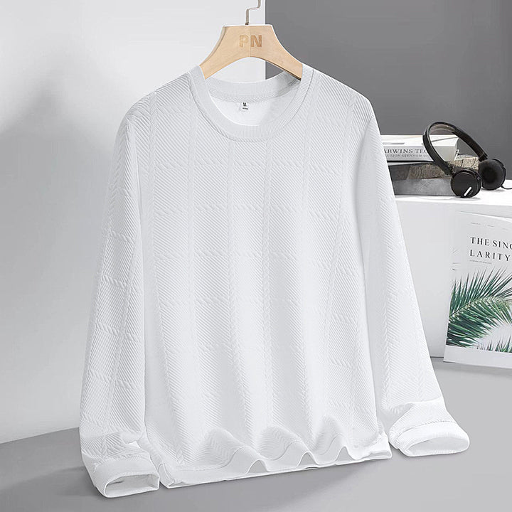 Men's finely structured round neck knitted pullover with check pattern and casual cut Mune Fashion