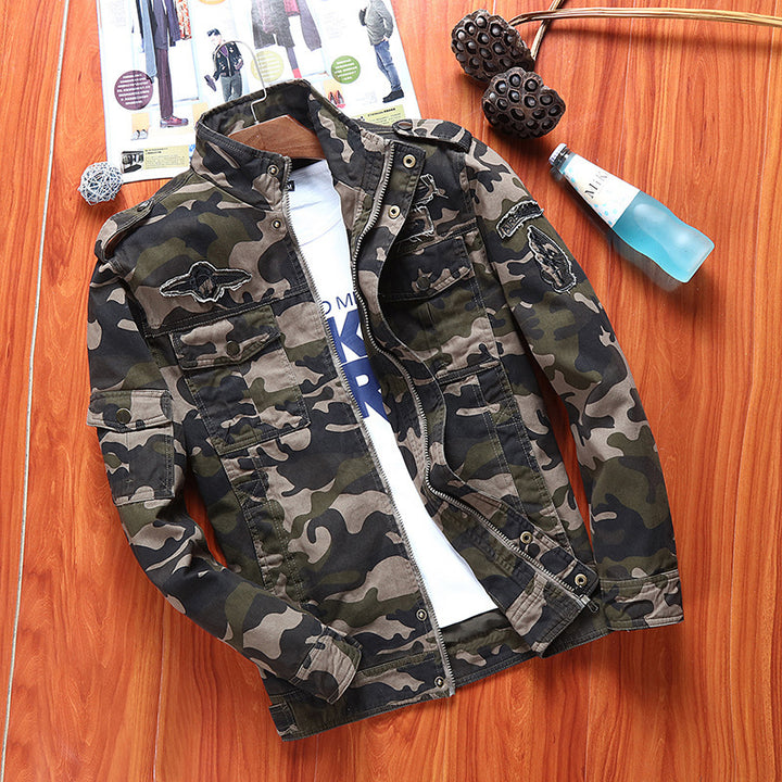 Men's camouflage field jacket in utility look with multiple pockets and shoulder epaulettes Mune Fashion