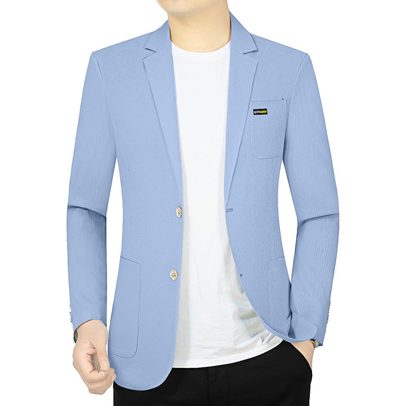 Men's Modern Stretch Business Blazer with Slim Fit and Patch Pockets Mune Fashion