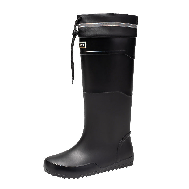 Men's waterproof knee-high rubber boots with adjustable shaft closure and slip-resistant profile sole Mune Fashion