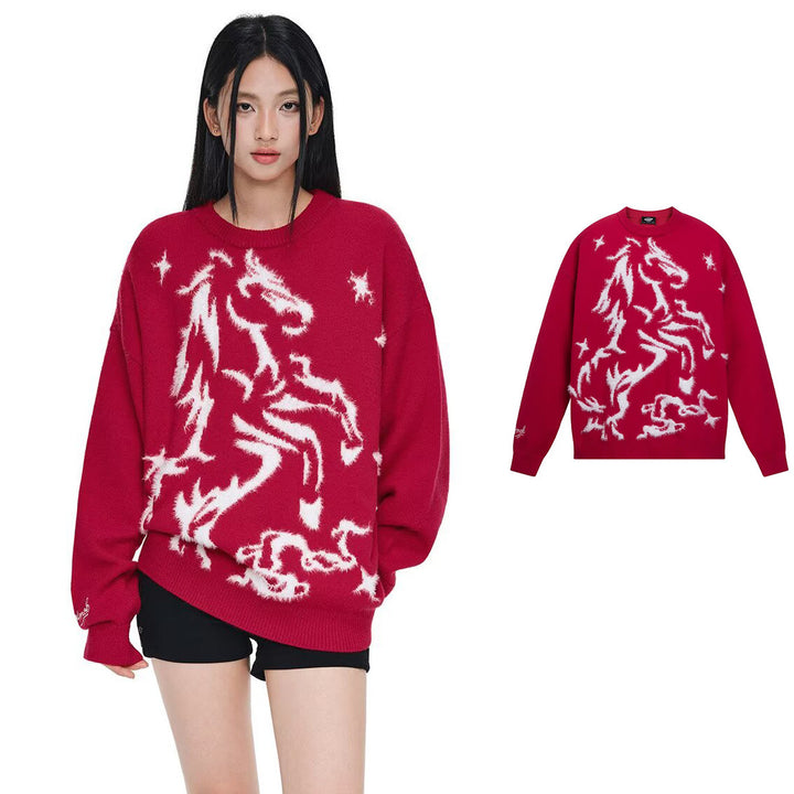 Women's Cozy Oversized Sweater with Unicorn Design Mune Fashion