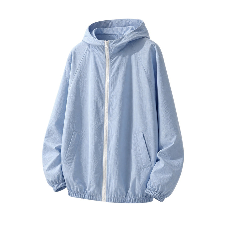 Men's Lightweight Oversized Windbreaker with Hood, Elastic Hem & Side Pockets Mune Fashion
