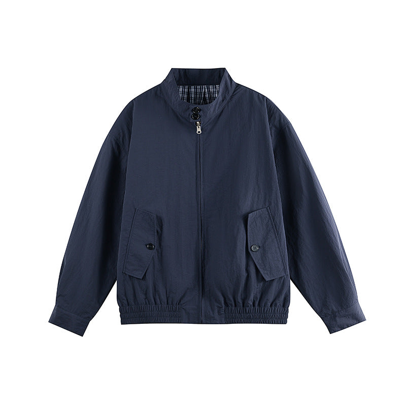 Men's lightweight nylon blouson in boxy cut with stand-up collar and patch flap pockets Mune Fashion