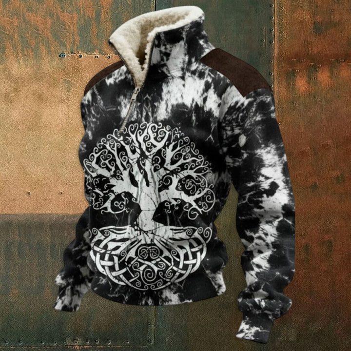 Men's Urban Fleece Pullover with Tree Motif Mune Fashion