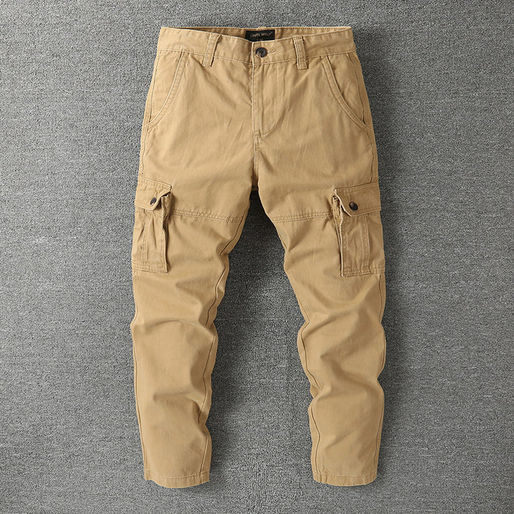 Men's cargo pants with tactical camouflage pattern and multiple flap pockets Mune Fashion