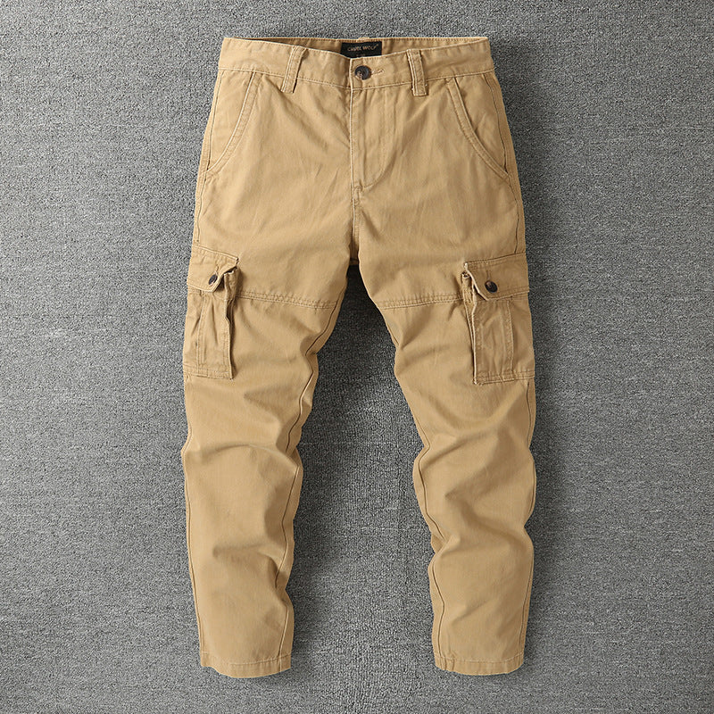 Men's cargo pants with tactical camouflage pattern and multiple flap pockets Mune Fashion