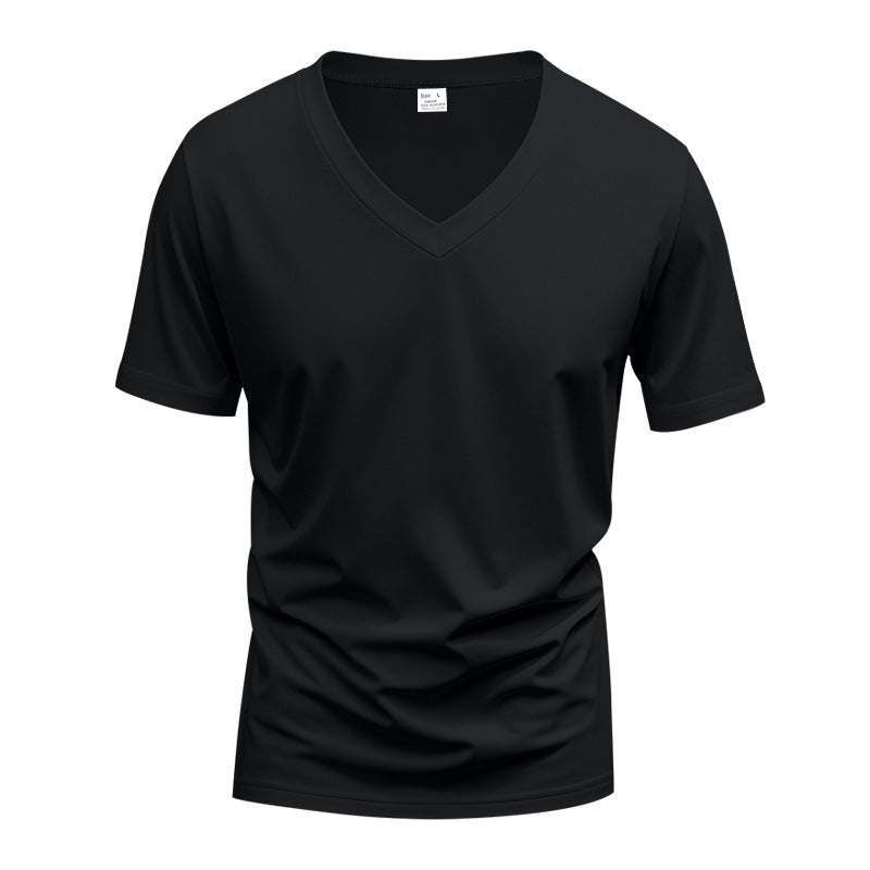 Men's V-neck T-shirt made of stretch cotton with ergonomic shoulder cut and flat hem Mune Fashion