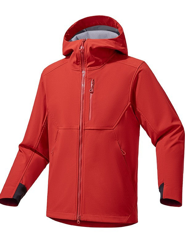 Men's softshell hooded sweatshirt jacket with stretch windbreak, ergonomic cut and chest zipper Mune Fashion