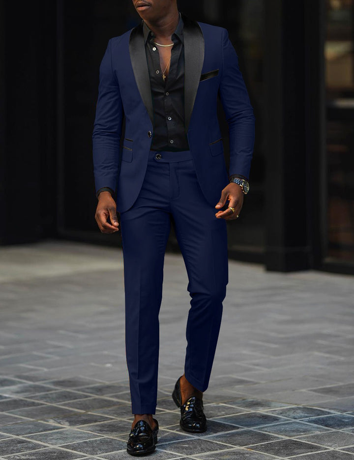 Men's narrow cut tuxedo with satin lapels and slim-fit trousers Mune Fashion