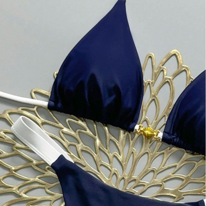 Women Triangle Bikini with Fashionable Contrast Details Mune Fashion