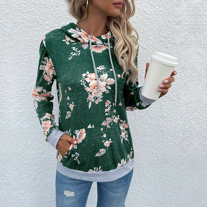 Women Casual Hoodie with Floral Pattern Mune Fashion