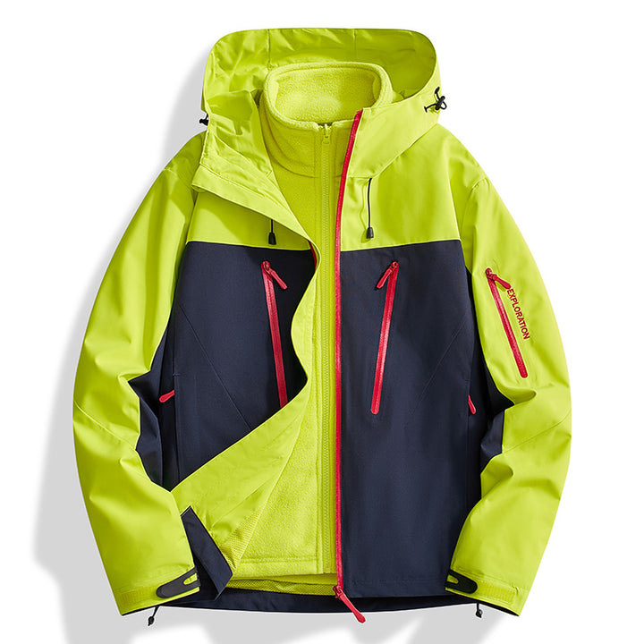 Men's two-in-one softshell outdoor jacket with detachable fleece inner jacket and waterproof zippers Mune Fashion