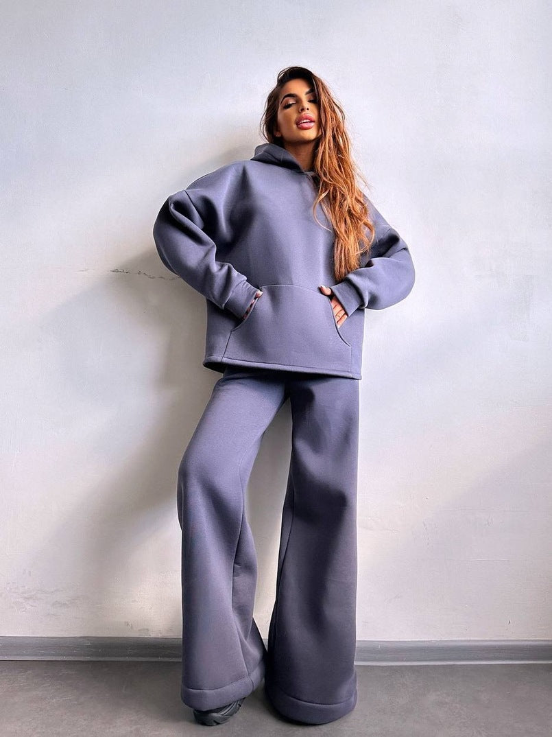 Ladies Cool Oversized Hoodie and Wide Leisure Pants Mune