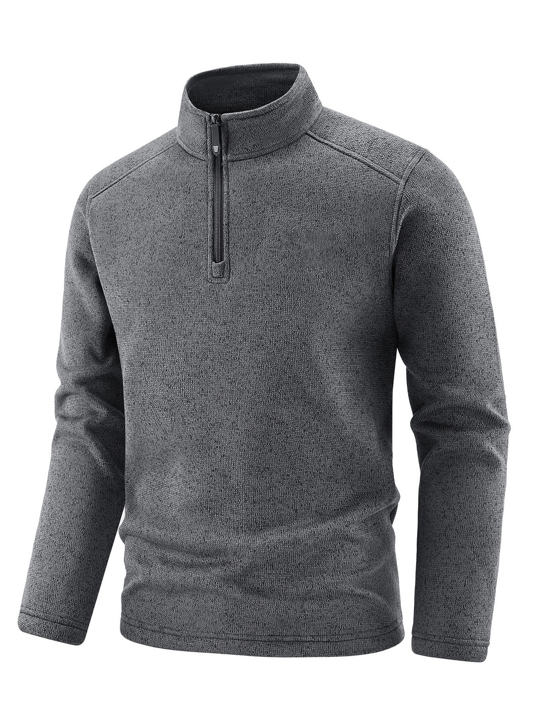 Men's Thermal Knit Fleece Pullover with Half Zip and Stand-up Collar Mune Fashion
