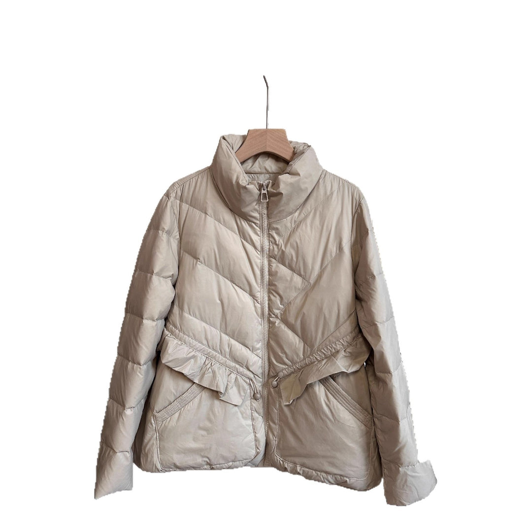 Women's quilted parka with stand-up collar, tailored ruffle detail and thermal insulation Mune Fashion