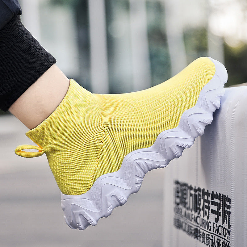 Women's nano elastic knitted sock shoe with ergonomic wave platform sole Mune Fashion