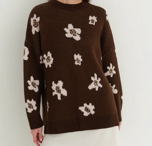 Ladies' Fashionable Sweater with Floral Patterns