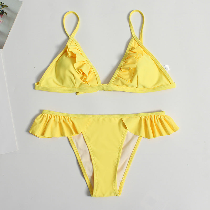 Women Triangle Bikini with Ruffles Mune Fashion