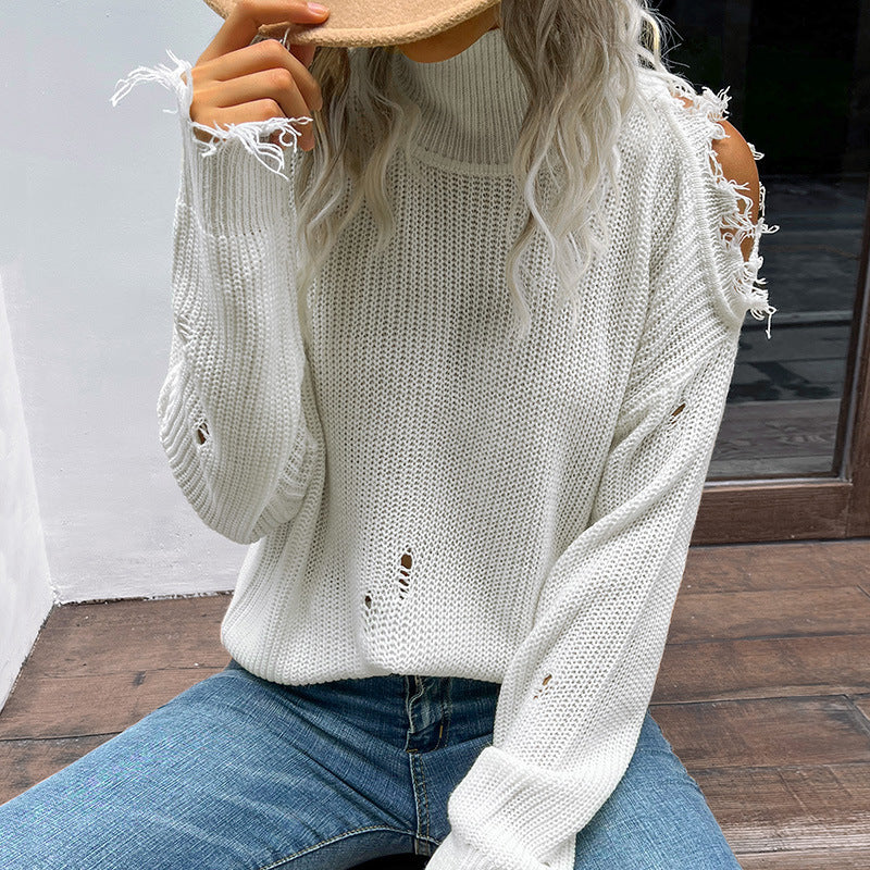 Women Casual Oversized Sweater with Hole Details Mune Fashion
