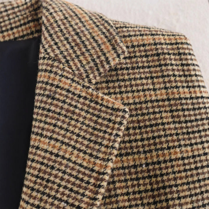 Women tailored Glencheck blazer with lapel collar and patch pockets Mune Fashion