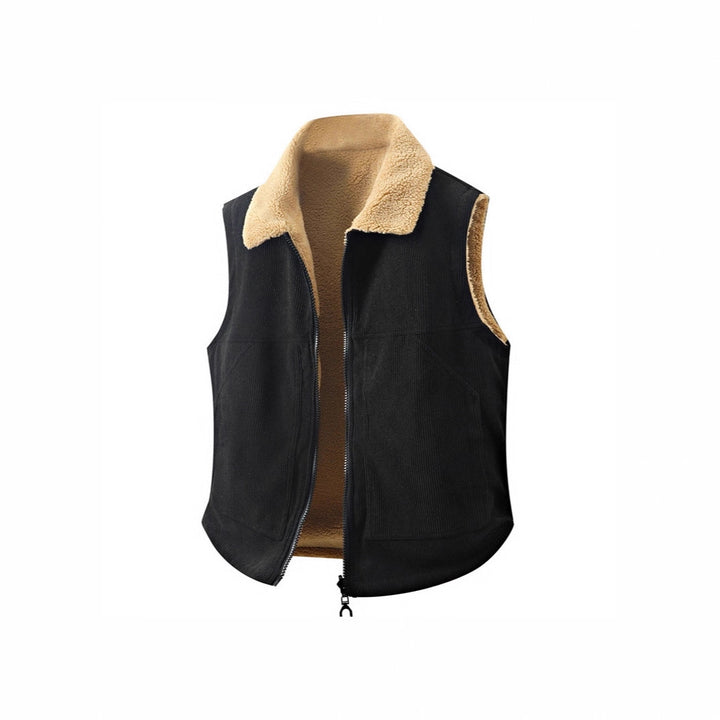 Women's Sleeveless Teddy Fleece Vest with Stand Collar and Full-Length Zipper Mune Fashion