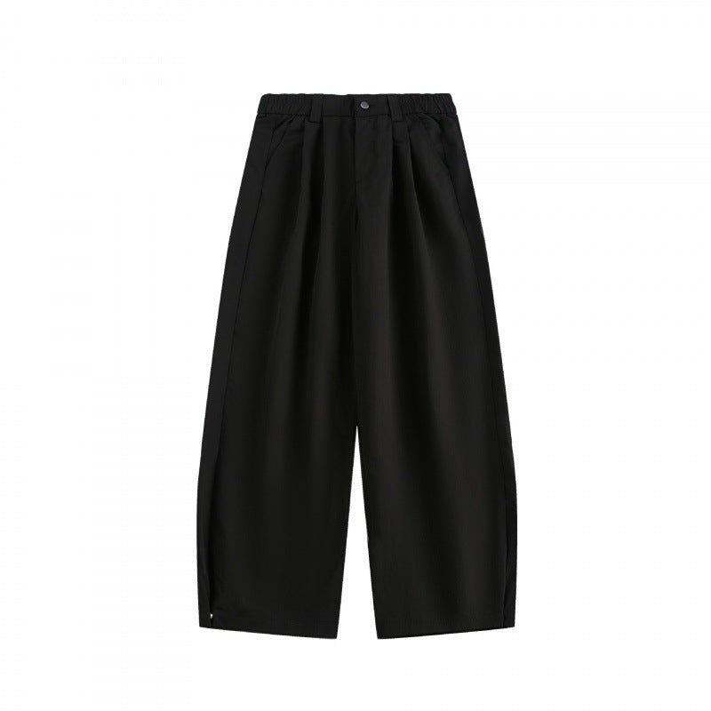 Women's wide high-waisted culotte pants with pleats, elastic waistband, and side pockets Mune Fashion