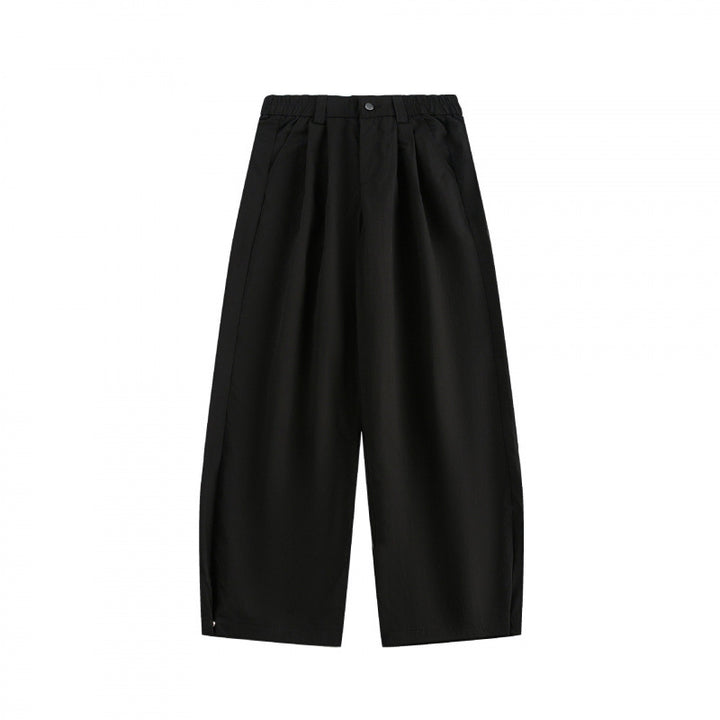 Women's wide high-waisted culotte pants with pleats, elastic waistband, and side pockets Mune Fashion