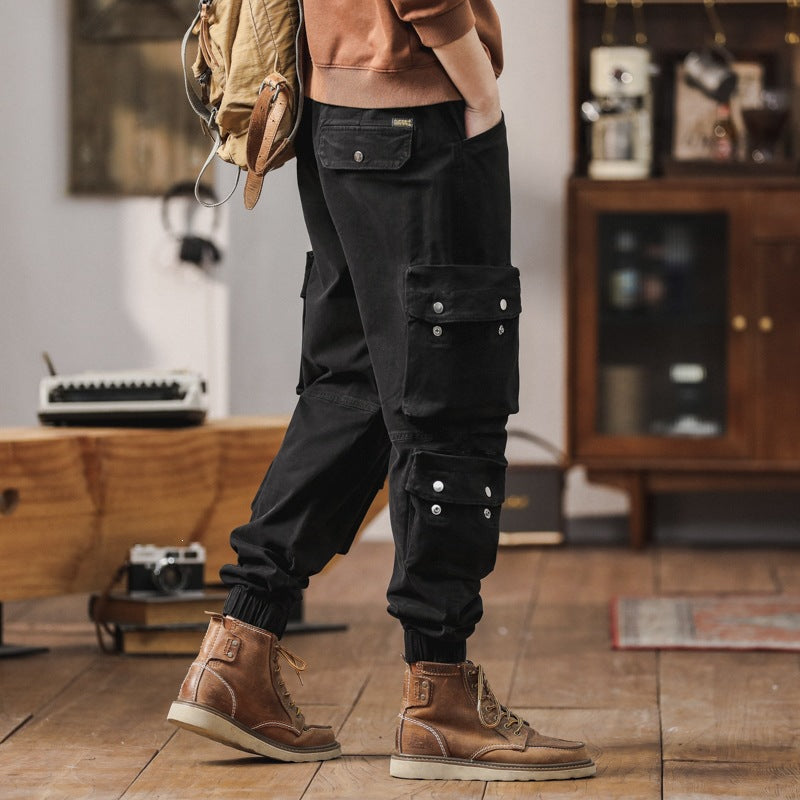 Men's cargo pants with multifunctional flap pockets and elastic hem Mune Fashion