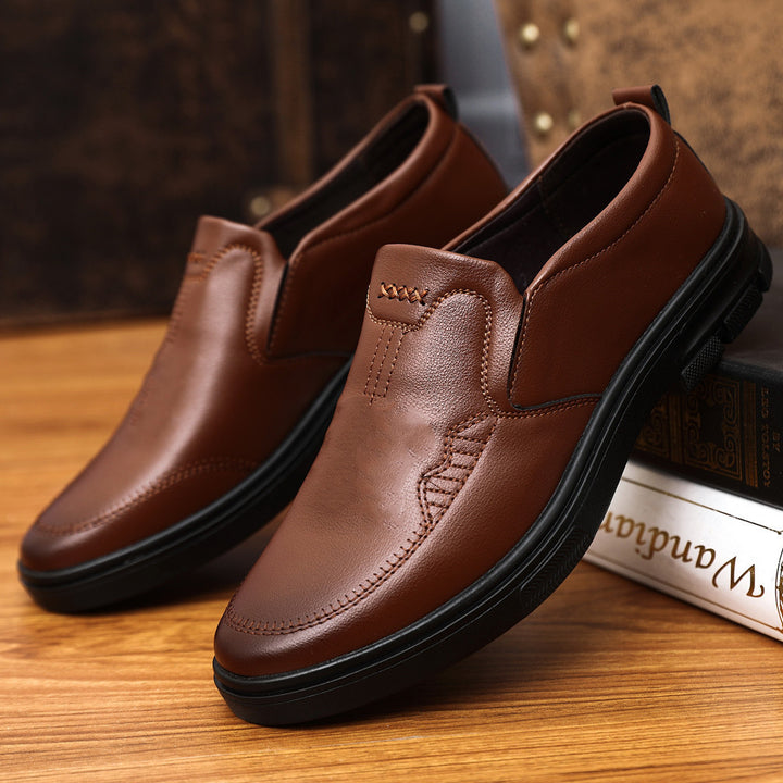 Men's Classic Slip-On Leather Shoes with Padded Outsole Mune Fashion