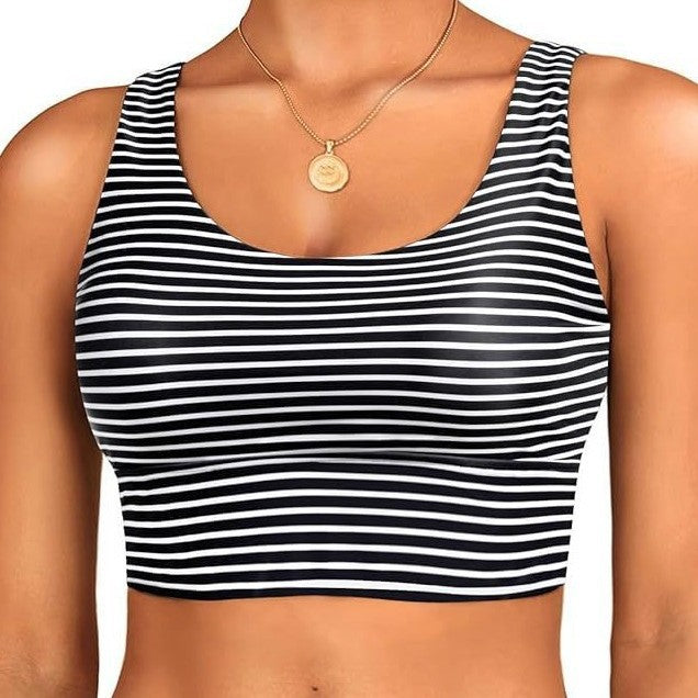 Women's sporty crop top with classic stripes Mune Fashion