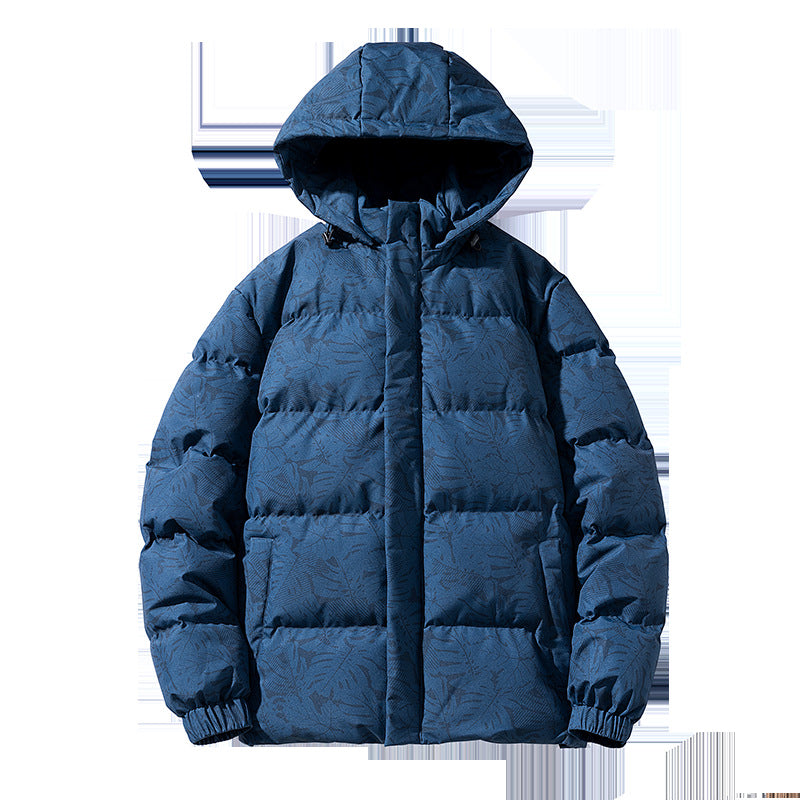 Men's nano quilted down look hooded jacket with botanical all-over print, wind-resistant outer shell and thermal synthetic filling Mune Fashion