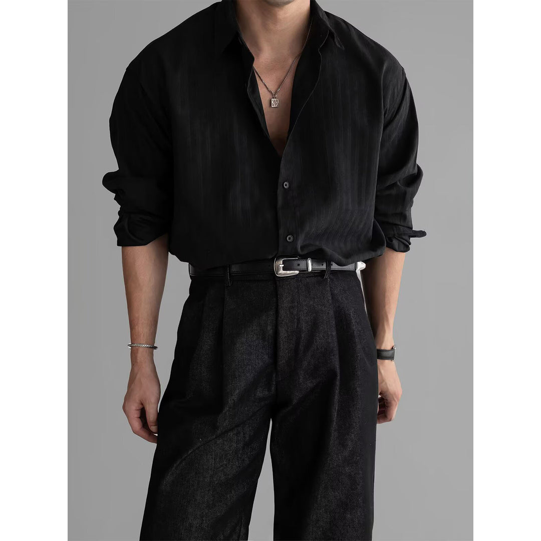 Men's Elegant Shirt with Fine Ribbed Texture Mune Fashion