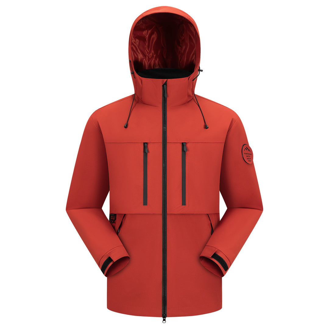 Men's Waterproof Breathable Softshell Outdoor Jacket with Adjustable Hood Mune Fashion