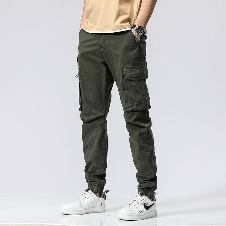 Herren Freizeits-Utility-Cargohose im Joggerstil mit teil-elastischem Bund und multifunktionalen Frontklappen Mune Fashion