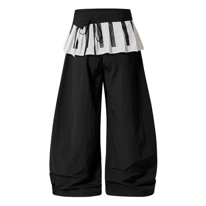 Women's Wide Culotte Pants with Ruffle Waistband, Drawstring and Balloon Leg Mune Fashion