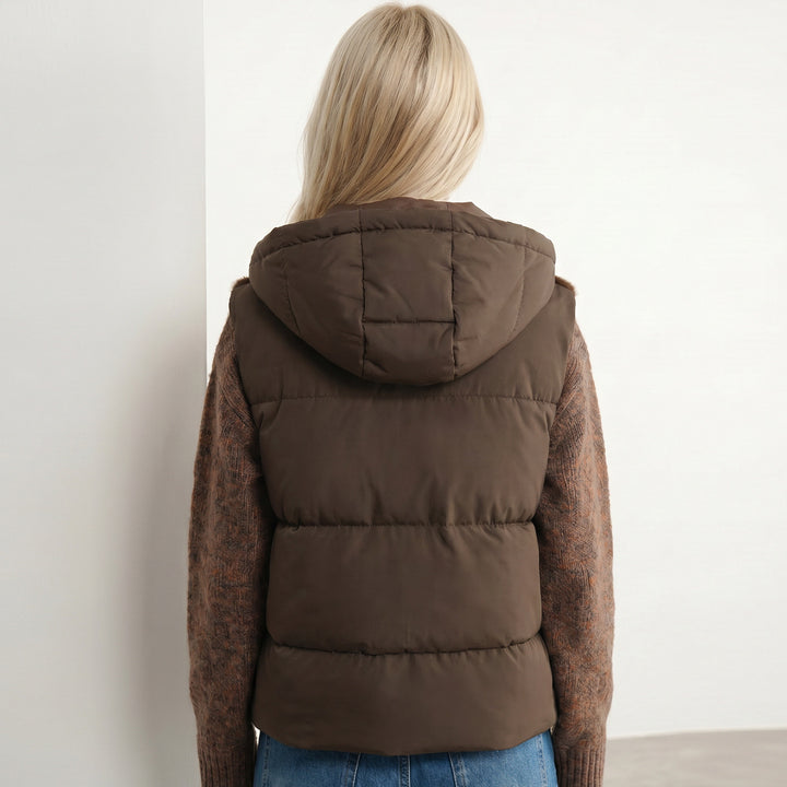 Women's Nan Urban Faux Fur Padded Vest with Hood, Zipper, and Insulating Padding Mune Fashion