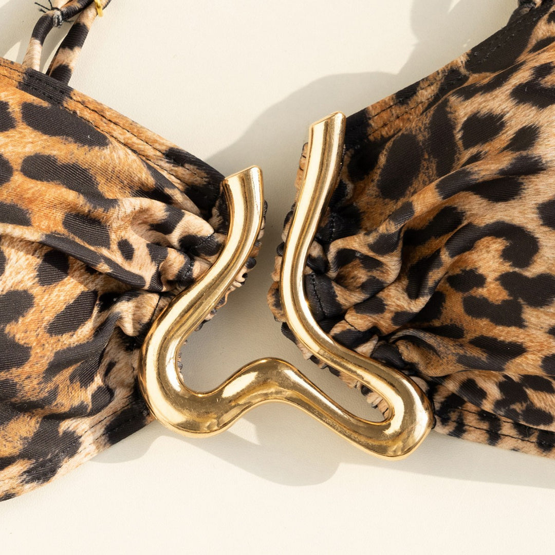 Women's asymmetrical bandeau bikini with gold accents Mune Fashion