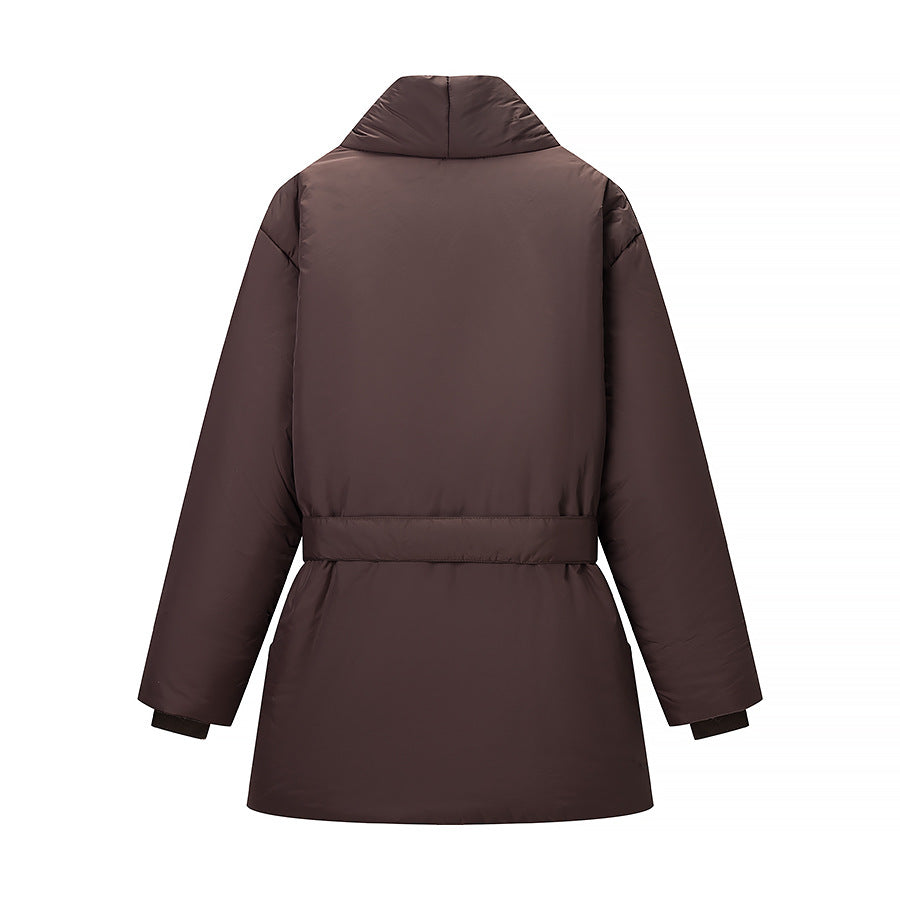 Women's Quilted Waistbelt Quilted Jacket with Shawl Collar Mune Fashion