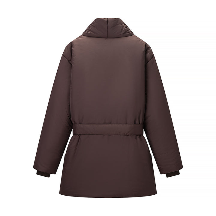 Women's Quilted Waistbelt Quilted Jacket with Shawl Collar Mune Fashion