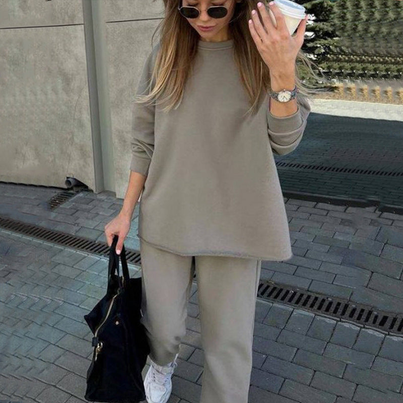 Women's Oversized Loungewear Set with Extended Round Neck Sweater and Elastic Cuff Jogging Pants Mune Fashion